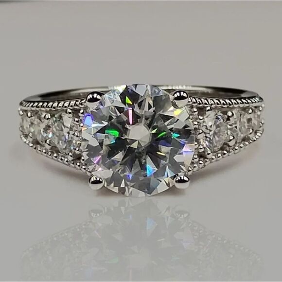 Jewelry - Certified 3.85ct Full Moissanite Luxury Engagement Wedding Ring Size 7